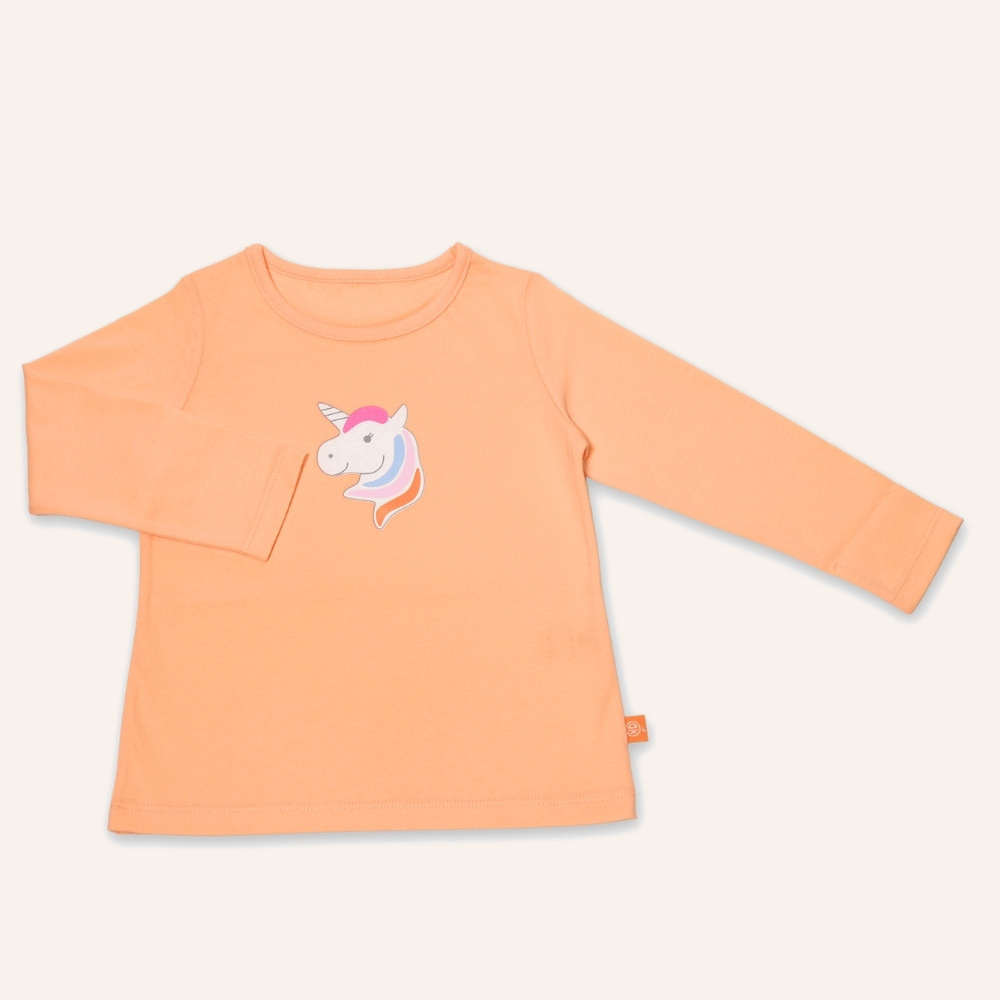 Langarmshirt Einhorn- peach